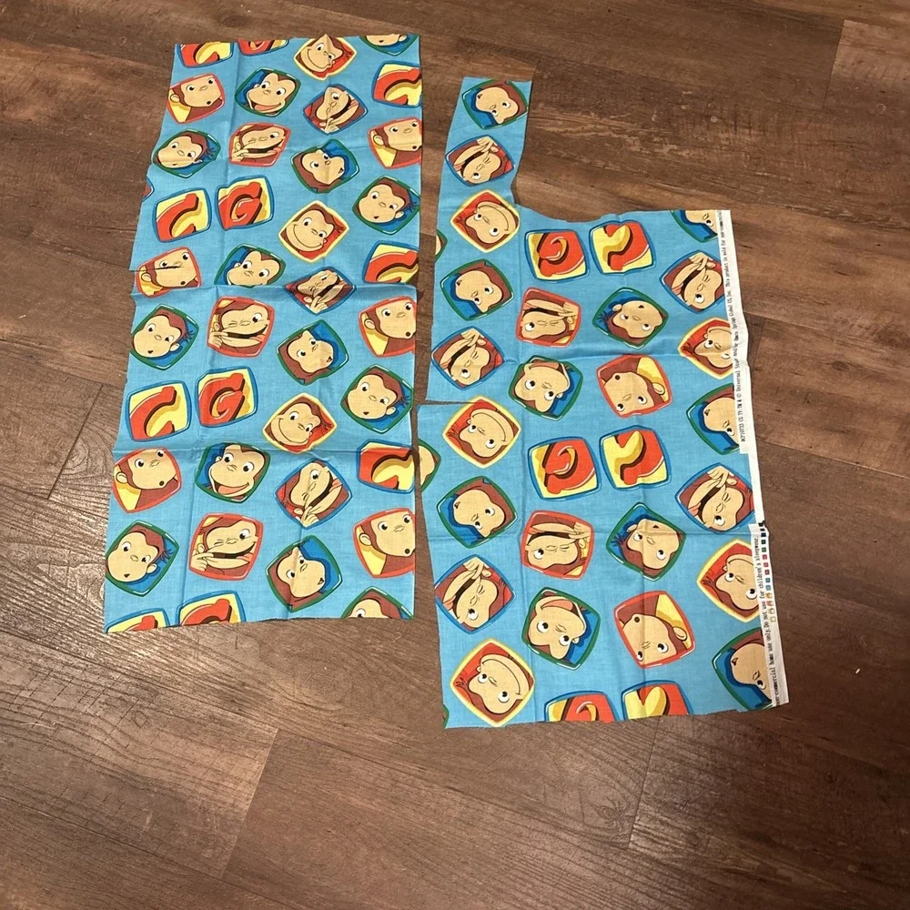 Springs Creative Curious George Faces Cotton Fabric Blue 1 Yard Plus Vintage